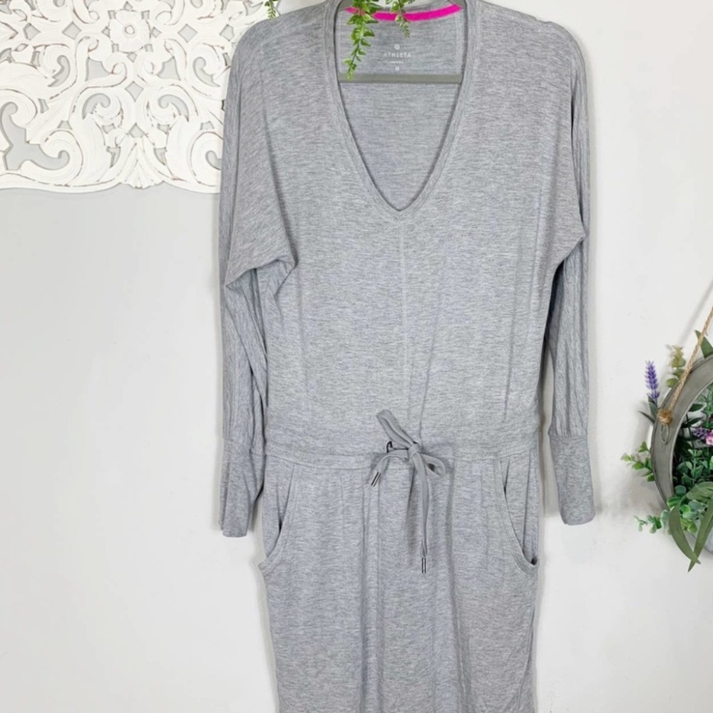 Athleta | Layover Drawstring Sweatshirt Dress, M